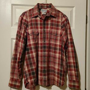 Lucky Brand Heavy Cotton Red Blackwatch Plaid Long Sleeve Button Shirt Medium